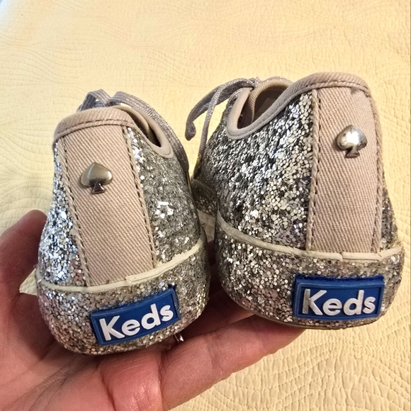 Keds X Kate Spade Ladies Silver Glitter Sneakers - Picture 4 of 7